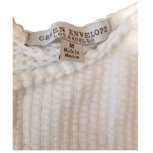 Green Envelope LA Flared Sleeve Scoop Neck Top | Women's Medium M | White - Picture 3 of 3
